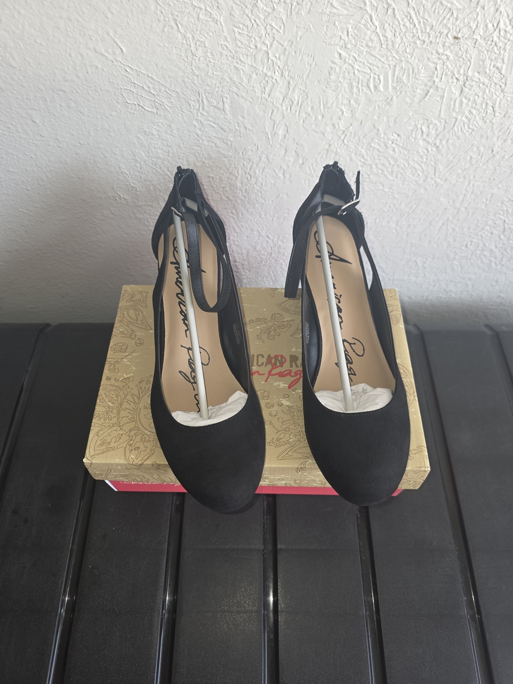 American Rag Black Ankle-Strap Platform Heels